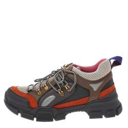Pre Owned Gucci Multicolor Leather, Suede and Mesh Flashtrek Reflective Sneakers Size 40