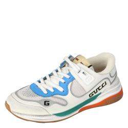 مملوكة مسبقًا Gucci White Leather and Fabric Ultrapace Low-Top Sneakers Size 36