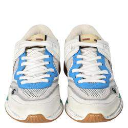مملوكة مسبقًا Gucci White Leather and Fabric Ultrapace Low-Top Sneakers Size 38.5