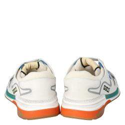 مملوكة مسبقًا Gucci White Leather and Fabric Ultrapace Low-Top Sneakers Size 38.5