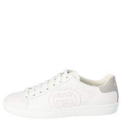 Gucci White Leather Interlocking G Ace Low-Top Sneakers Size 36.5