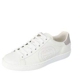 Gucci White Leather Interlocking G Ace Low-Top Sneakers Size 36.5