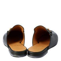 Pre Owned Gucci Black Leather Princetown Horsebit Mules Size 35.5