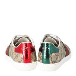 مملوكة مسبقًا Gucci Brown/Beige GG Supreme Canvas Ace Bee Lace Up Sneakers Size 36