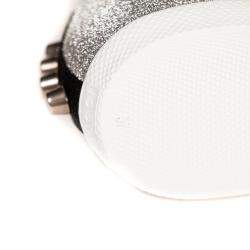 Pre Owned Gucci Silver Glitter Bambi Web Studded Sneakers Size 37