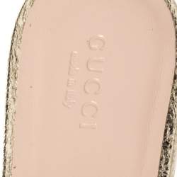 Pre Owned حذاء مولز غوتشي شراشيب جي جي كيتي مارمونت جلد فويل ذهبي مقاس 36