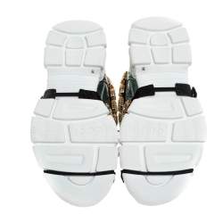 Gucci Metallic Leather and Mesh Flashtrek Removable Crystals Sneakers Size 36