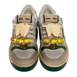 Pre Owned Gucci Multicolor Leather Screener Web Sneakers Size 37.5