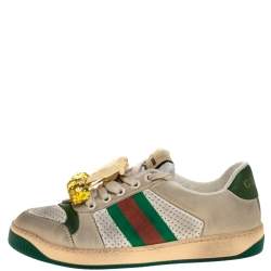 Pre Owned Gucci Multicolor Leather Screener Web Sneakers Size 37.5