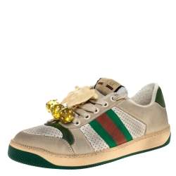 Pre Owned Gucci Multicolor Leather Screener Web Sneakers Size 37.5