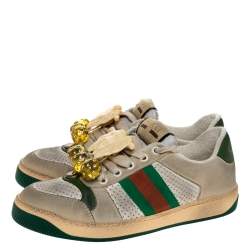 Pre Owned Gucci Multicolor Leather Screener Web Sneakers Size 37.5