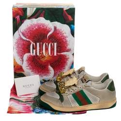 Pre Owned Gucci Multicolor Leather Screener Web Sneakers Size 37.5