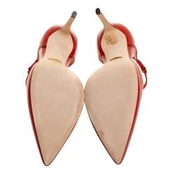 مملوكة مسبقًا Gucci Red Leather Pointed Toe T-Strap Pumps Size 39