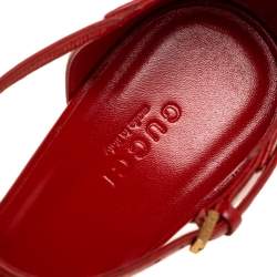 مملوكة مسبقًا Gucci Red Leather Pointed Toe T-Strap Pumps Size 39