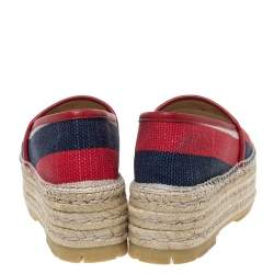 Gucci Multicolor Canvas Logo Sylvie Platform Espadrille Flats Size 38