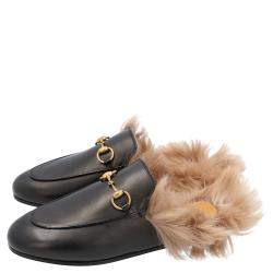 Pre Owned Gucci Black Leather Princetown Slippers Size 37