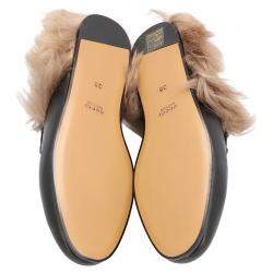 Pre Owned Gucci Black Leather Princetown Slippers Size 37