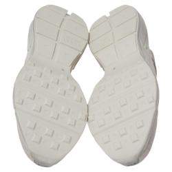 Pre Owned Gucci Beige Distressed Effect Leather Rhyton Sneakers Size 37