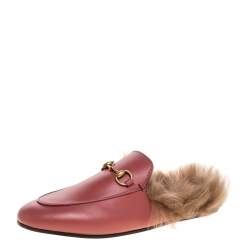 Gucci 'Princetown' Slipper Mules Loafers Pink Lace Leather