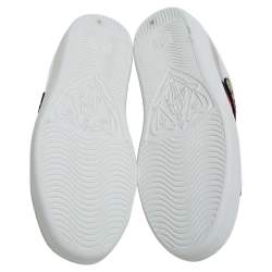 Gucci Silver Leather Ace Embroidered Web Low Top Sneakers Size 38
