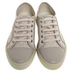 Pre Owned Gucci Light Grey GG Canvas And Leather Low Top Sneakers Size 37.5