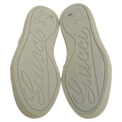 Pre Owned Gucci Light Grey GG Canvas And Leather Low Top Sneakers Size 37.5