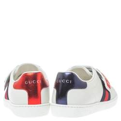 Gucci White Leather Sequin Embellished Ace Web Detail Low Top Sneakers Size 36.5