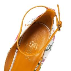 مملوكة مسبقًا صندل غوتشي كعب روكي بامبو جلد سحلية و ساتان مطبوع مورد متعدد الأل وان مقاس 37.5