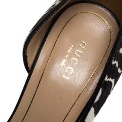 Pre Owned حذاء كعب عالي غوتشي "نوا" شعر عجل مطبوع نقشة الحمار الوحشي أبيض و أسود مقاس 37.5