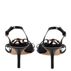 Pre Owned Gucci Black Suede Interlocking GG Ankle Strap Sandals Size 40.5