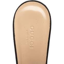 مملوكة مسبقًا Gucci Black Suede GG Marmont Fringed Slide Sandals Size 39