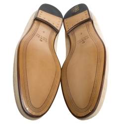 Pre Owned Gucci Beige Suede Web Horsebit Slip On Loafers Size 42