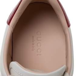 مملوكة مسبقًا Gucci White/Red Leather Ace Gucci Band Low Top Sneakers Size 37