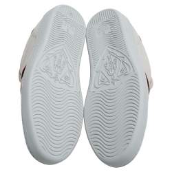 مملوكة مسبقًا Gucci White/Red Leather Ace Gucci Band Low Top Sneakers Size 37