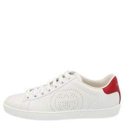 Gucci White Leather Interlocking G Ace Low Top Sneakers Size 39 Gucci