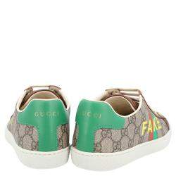 Pre Owned حذاء رياضي غوتشي ايس مطبوع نقشة كلمات فايك / نوت كانفاس جي جي بني و بيج مقاس أوروبي 39