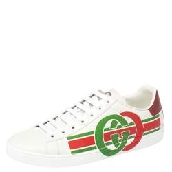 مملوكة مسبقًا Gucci White Leather New Ace Interlocking G Low Top Sneakers Size 38