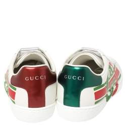 مملوكة مسبقًا Gucci White Leather New Ace Interlocking G Low Top Sneakers Size 38