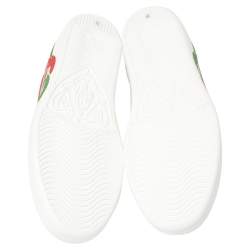 مملوكة مسبقًا Gucci White Leather New Ace Interlocking G Low Top Sneakers Size 38