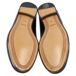 Pre Owned Gucci Black Leather Web Horsebit Loafers Size EU 36
