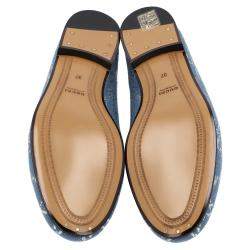 مملوكة مسبقًا Gucci Blue/Silver GG Canvas New Jordaan Loafers EU 36