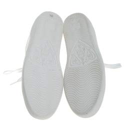 مملوكة مسبقًا Gucci White Leather Ace Embroidered Sneakers Size 38.5