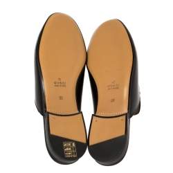 مملوكة مسبقًا Gucci Black Floral Embroidered Leather Horsebit Princetown Flat Mules Size 38