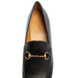 Pre Owned Gucci Black Leather Betis Glamour Horsebit Loafers Size 37