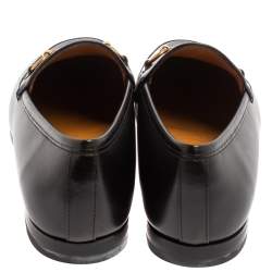Pre Owned Gucci Black Leather Betis Glamour Horsebit Loafers Size 37