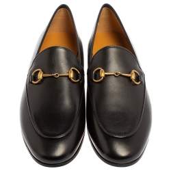 Pre Owned Gucci Black Leather Betis Glamour Horsebit Loafers Size 37