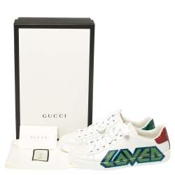 Gucci White Leather Ace Loved Low Top Sneakers Size 35