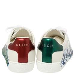 Pre Owned Gucci White Leather Ace Loved Low Top Sneakers Size 35