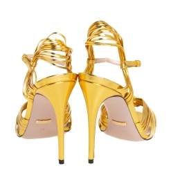 Pre Owned صندل غوتشى عقدة إليى سيور جلد ذهبى ميتالك مقاس 39