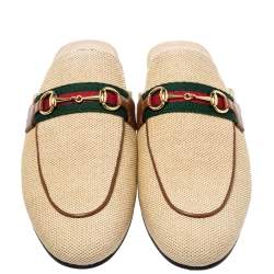 مملوكة مسبقًا حذاء مولز غوتشى برنستاون جلد وكانفاس بيج مقاس 39.5